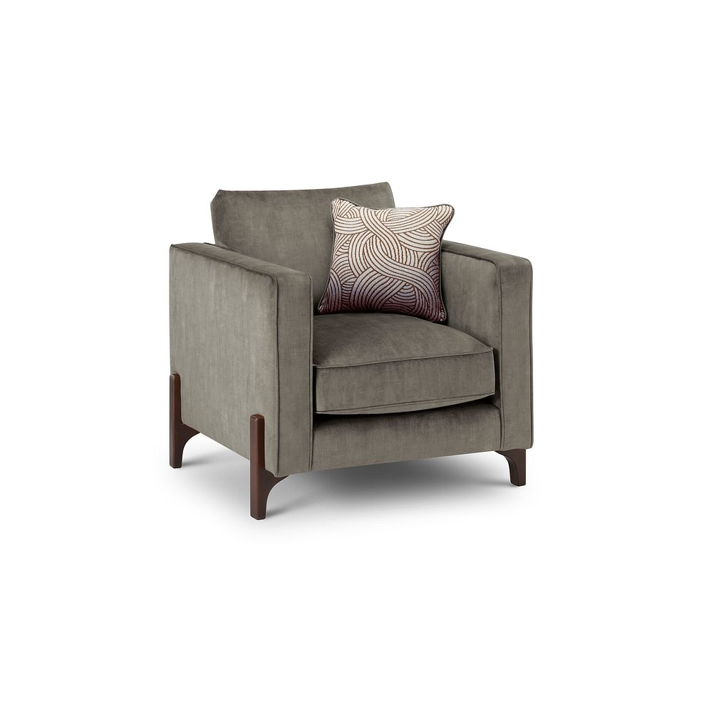 Jude Armchair in Duke Cedar Fabric with Walnut Finished Feet 1