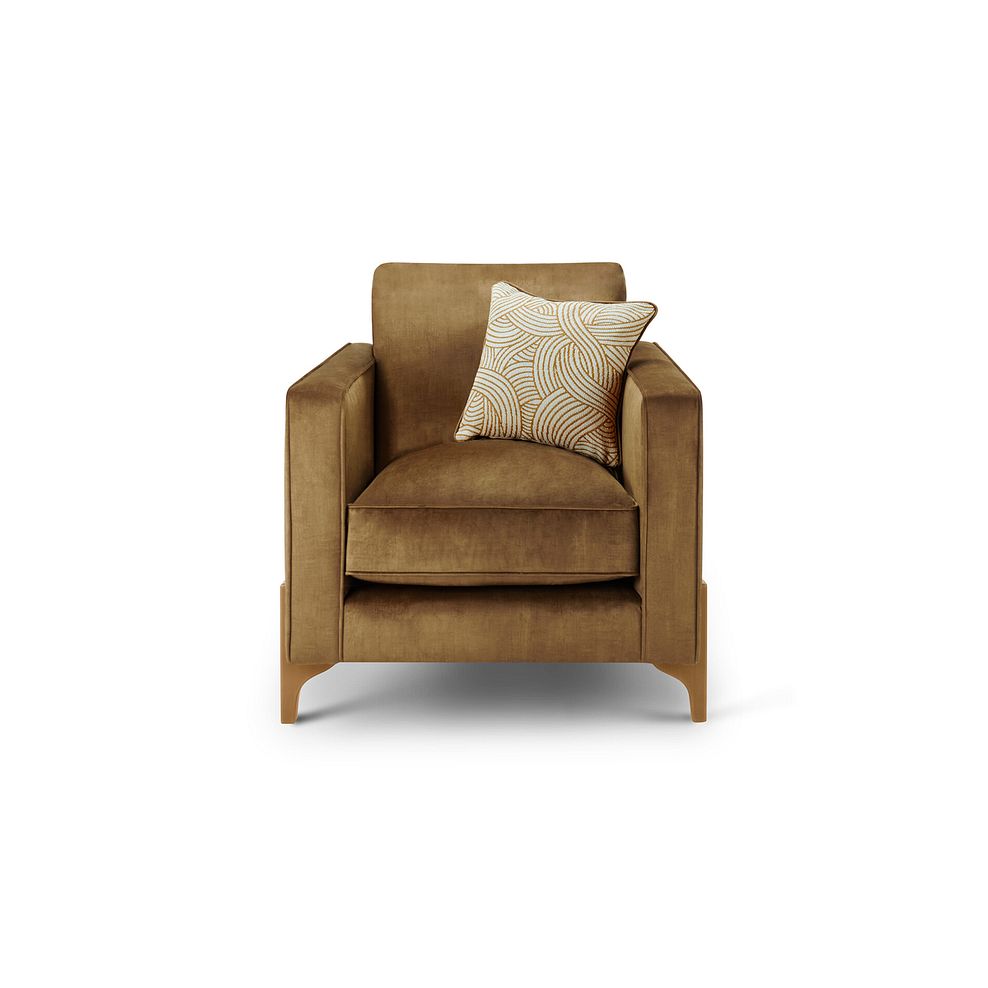 Jude Armchair in Duke Old Gold Fabric with Oak Feet 2