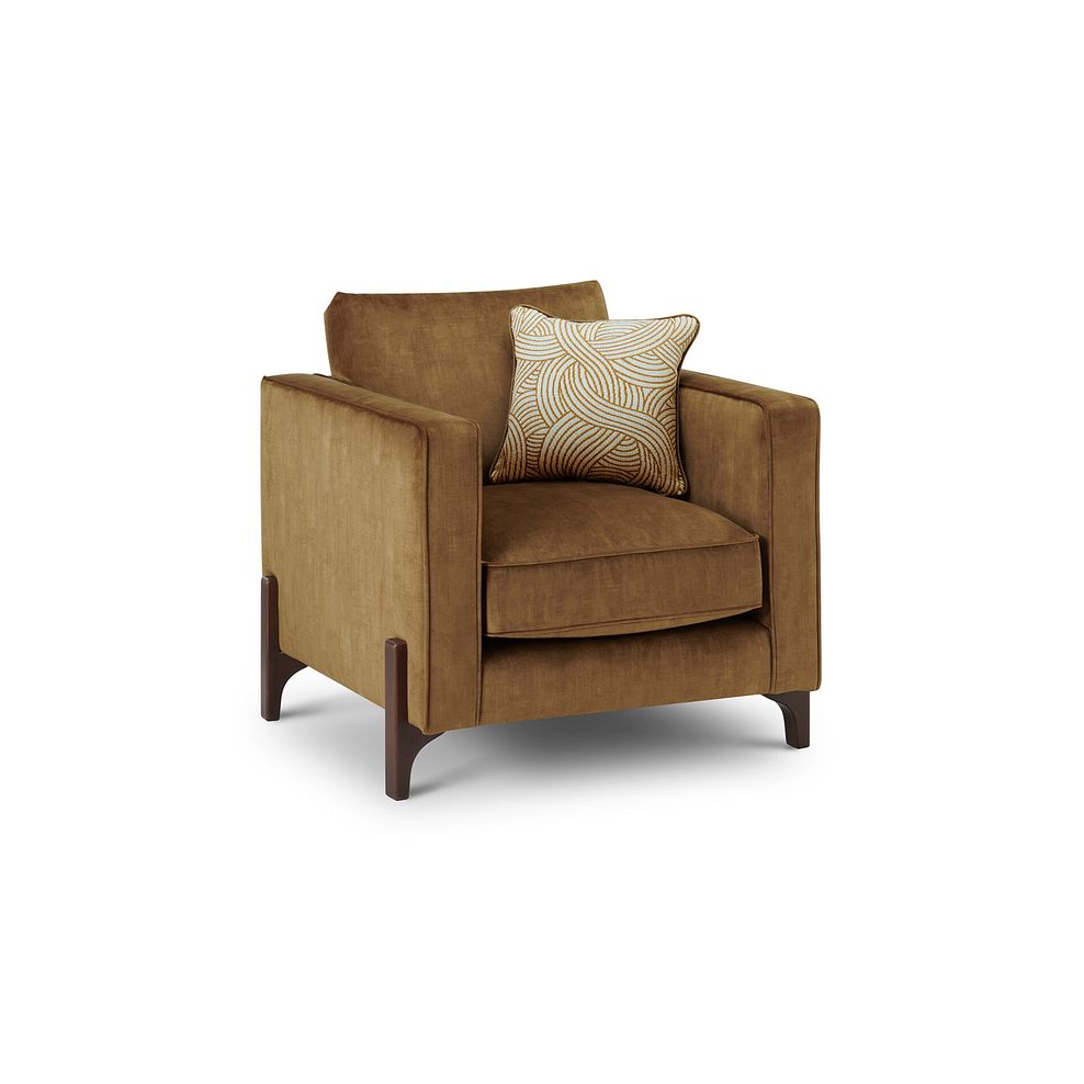 Jude Armchair in Duke Old Gold Fabric with Walnut Finished Feet 3