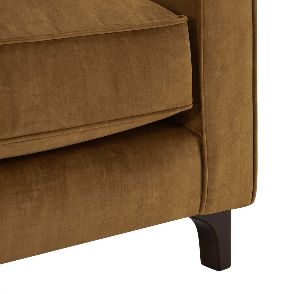 Jude Armchair in Duke Old Gold Fabric with Walnut Finished Feet 11