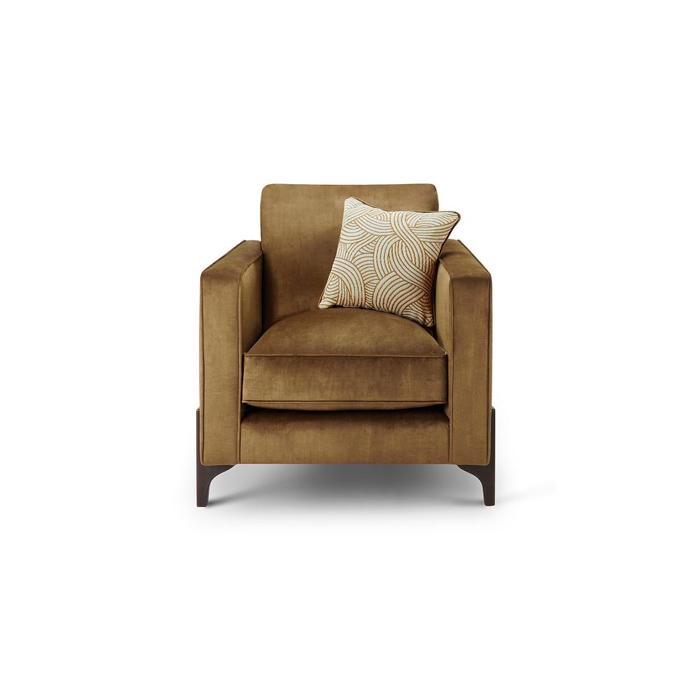 Jude Armchair in Duke Old Gold Fabric with Walnut Finished Feet 4