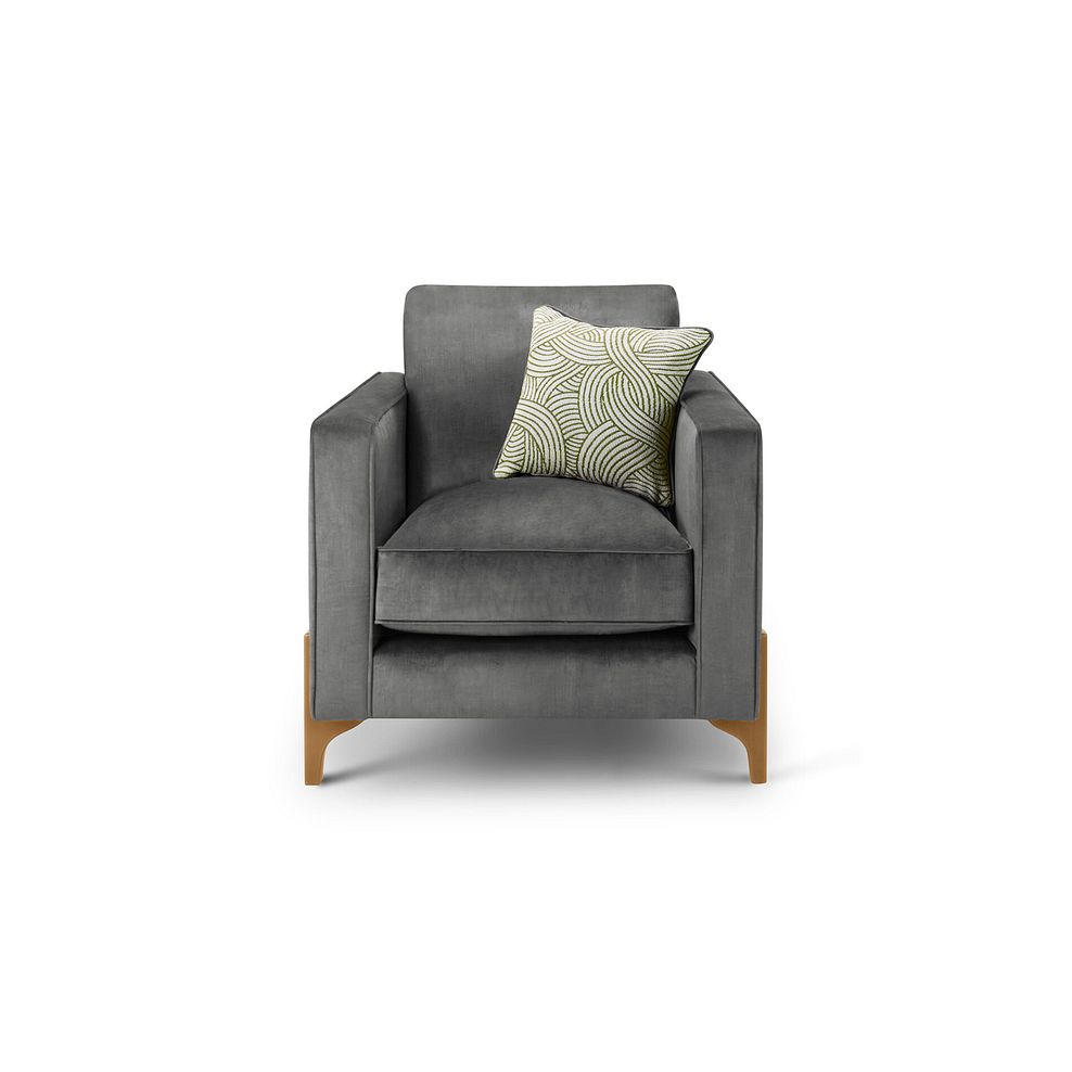 Jude Armchair in Duke Steel Fabric with Oak Feet 2