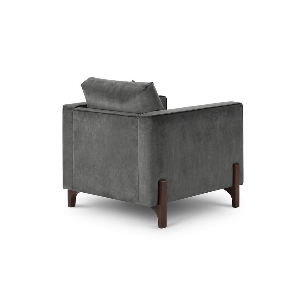 Jude Armchair in Duke Steel Fabric with Walnut Finished Feet 4