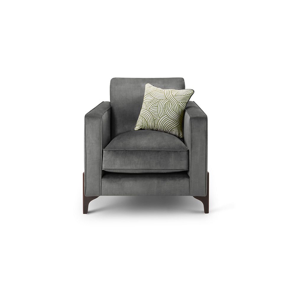 Jude Armchair in Duke Steel Fabric with Walnut Finished Feet 2