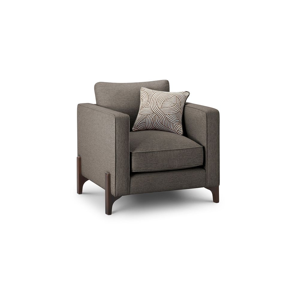 Jude Armchair in Oscar Mocha Fabric with Walnut Finished Feet 1