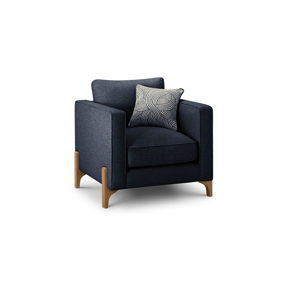 Jude Armchair in Oscar Navy Fabric with Oak Feet 1