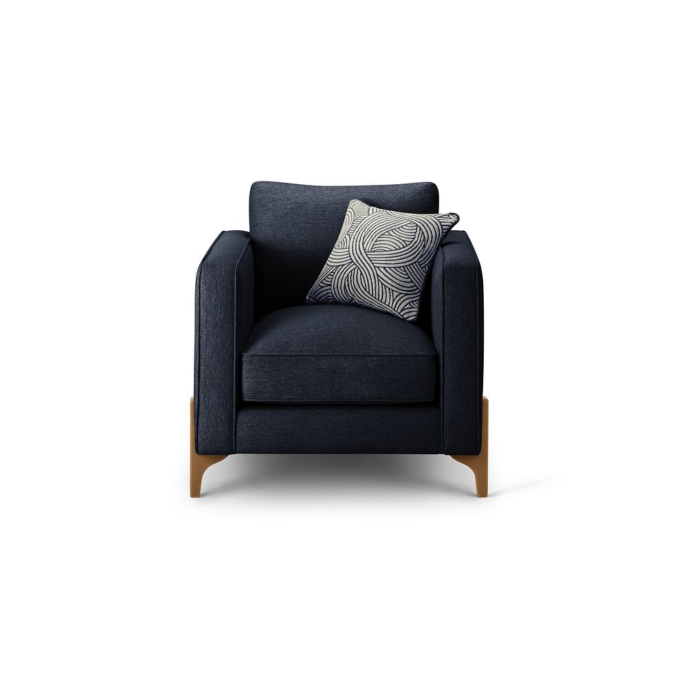 Jude Armchair in Oscar Navy Fabric with Oak Feet 2