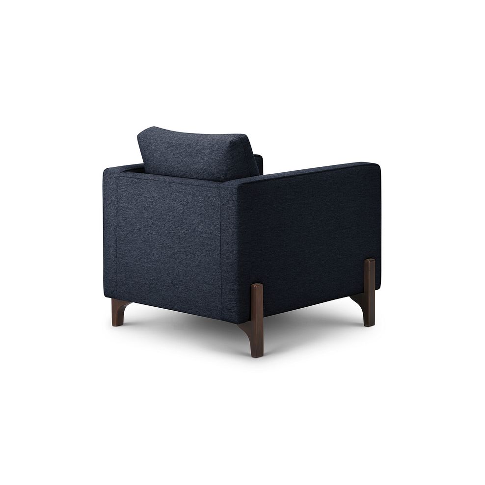 Jude Armchair in Oscar Navy Fabric with Walnut Finished Feet 4