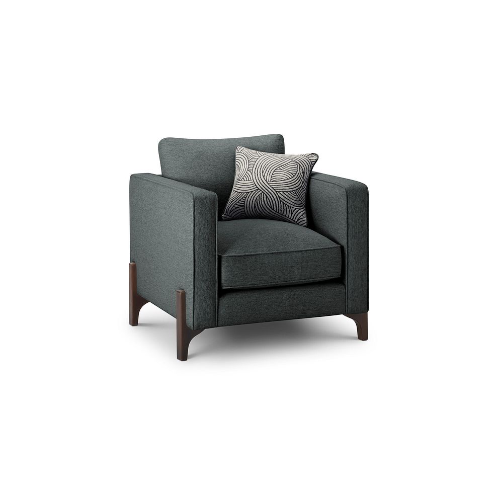 Jude Armchair in Oscar Nickel Fabric with Walnut Finished Feet 1