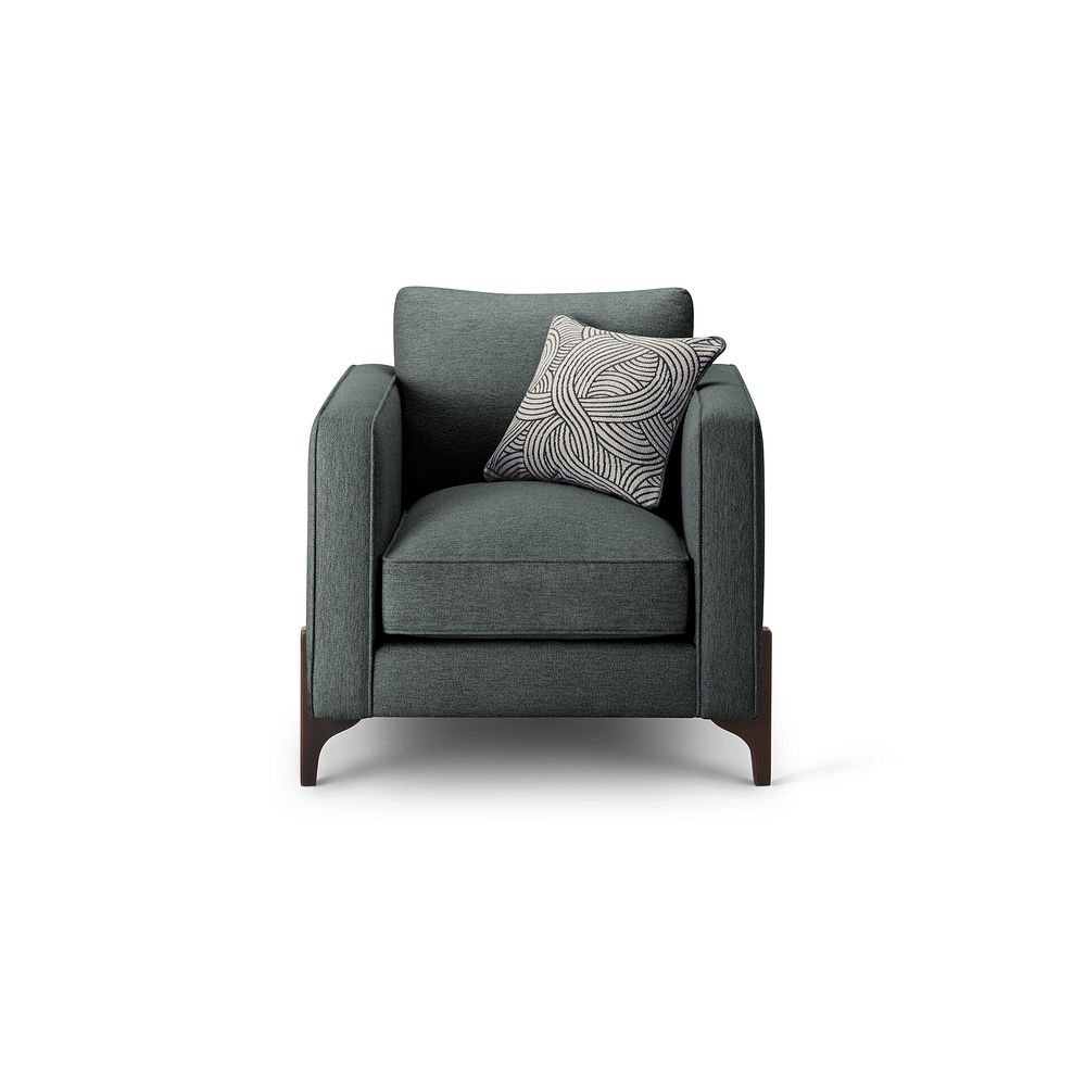 Jude Armchair in Oscar Nickel Fabric with Walnut Finished Feet 2