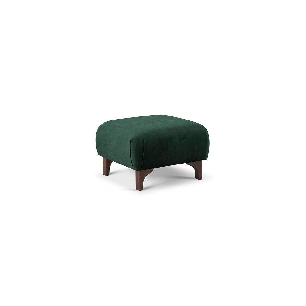 Jude Footstool in Duke Bottle Green Fabric with Walnut Finished Feet 1