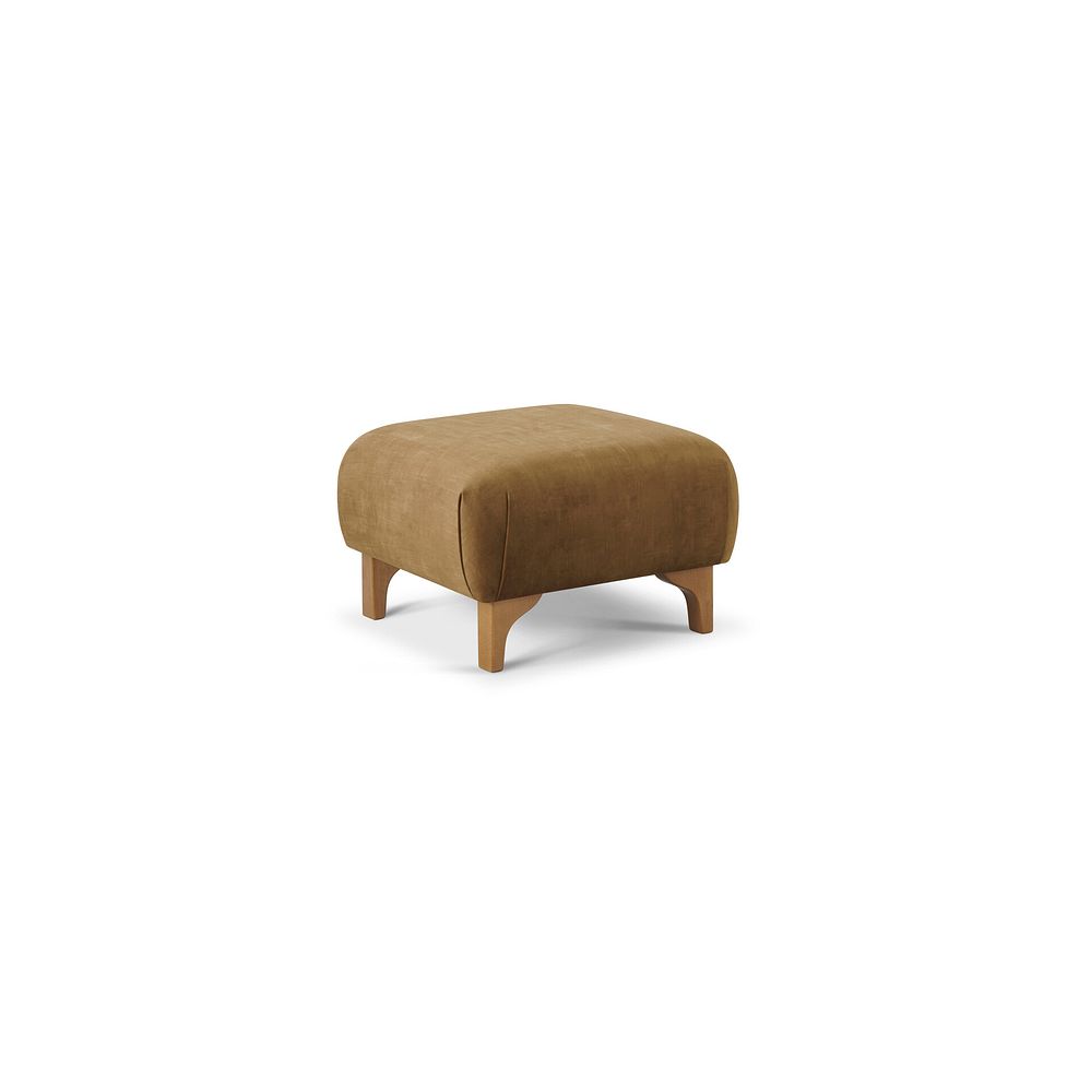 Jude Footstool in Duke Old Gold Fabric with Oak Feet 1