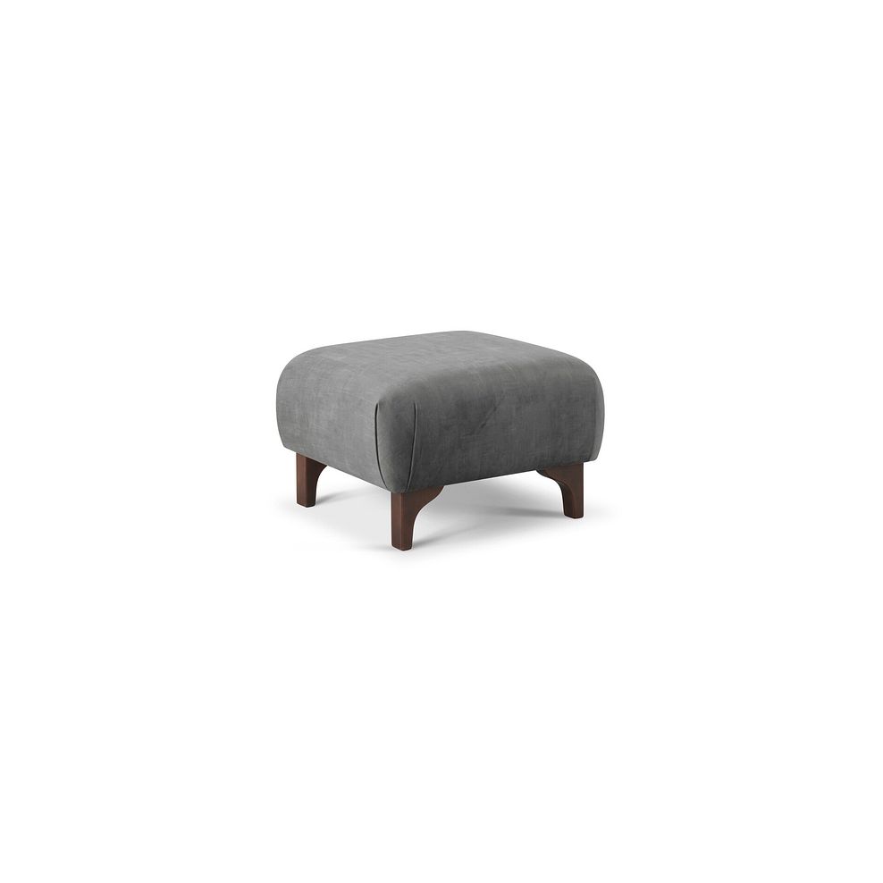 Jude Footstool in Duke Steel Fabric with Walnut Finished Feet 1