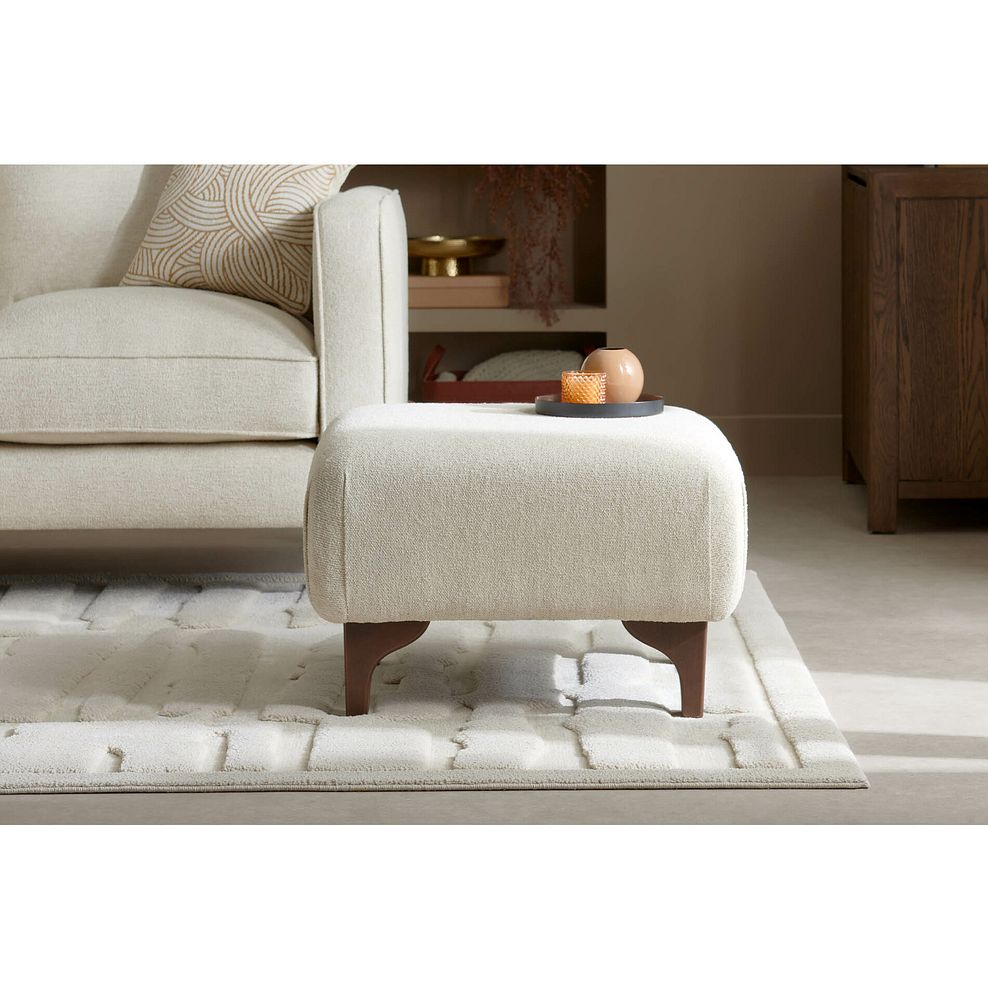 Jude Footstool in Oscar Linen Fabric with Walnut Finished Feet 2