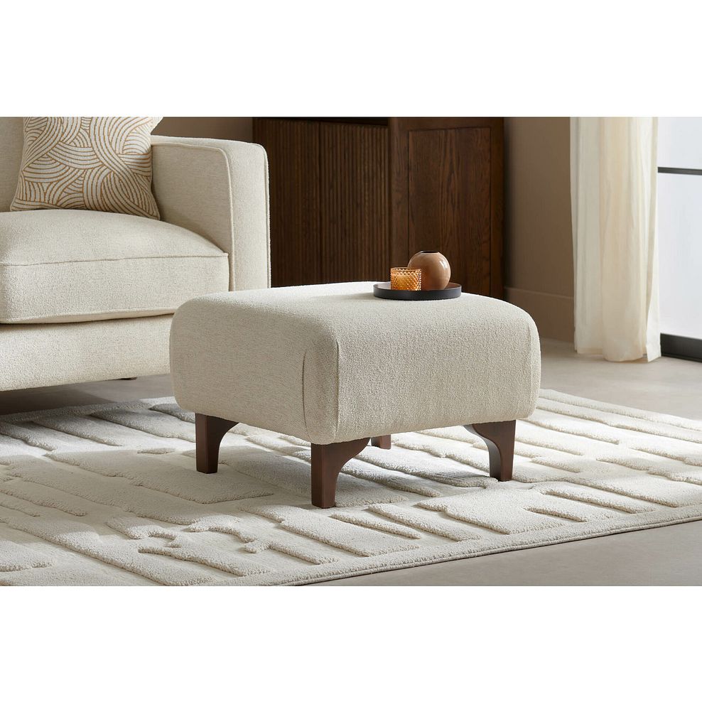 Jude Footstool in Oscar Linen Fabric with Walnut Finished Feet 1