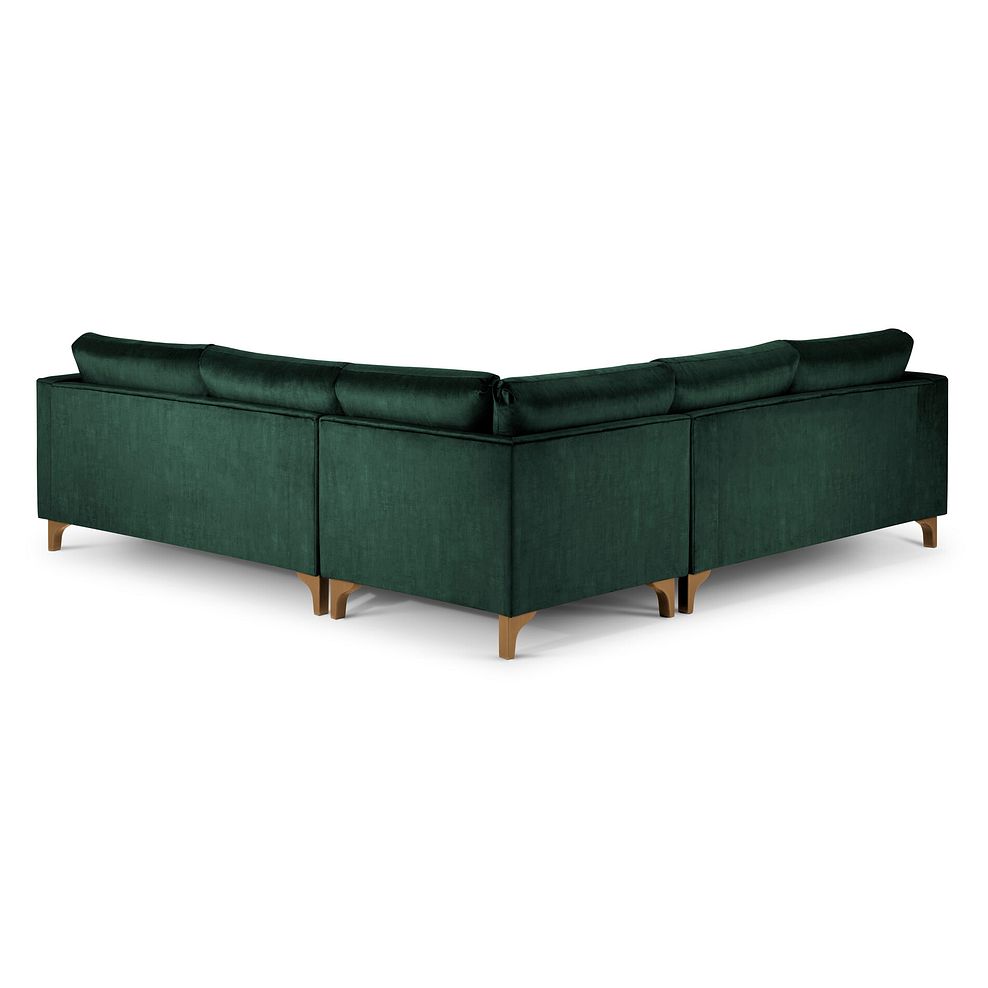 Jude Large Corner Sofa in Duke Bottle Green Fabric with Oak Feet 3