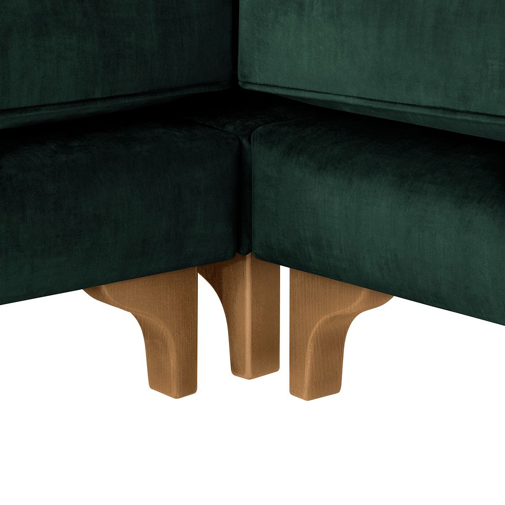 Jude Large Corner Sofa in Duke Bottle Green Fabric with Oak Feet 4