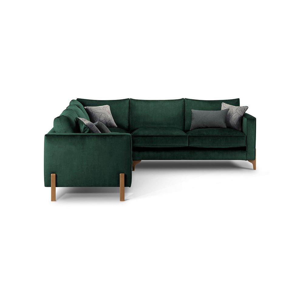 Jude Large Corner Sofa in Duke Bottle Green Fabric with Oak Feet 2