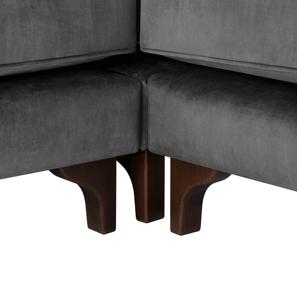 Jude Large Corner Sofa in Duke Steel Fabric with Walnut Finished Feet 4