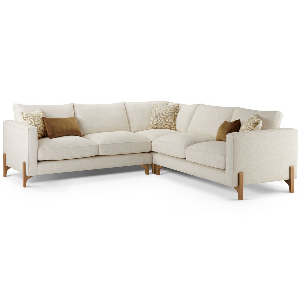 Jude Large Corner Sofa in Oscar Linen Fabric with Oak Feet 1