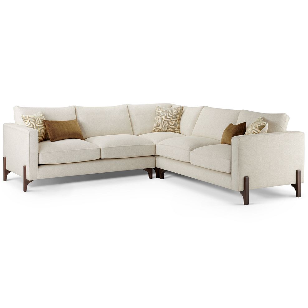 Jude Large Corner Sofa in Oscar Linen Fabric with Walnut Finished Feet 1
