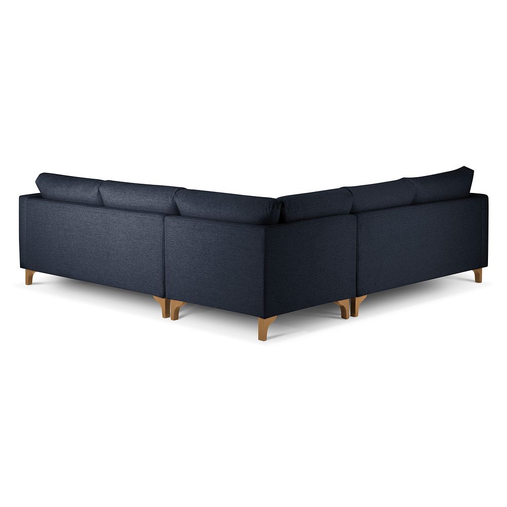 Jude Large Corner Sofa in Oscar Navy Fabric with Oak Feet 3
