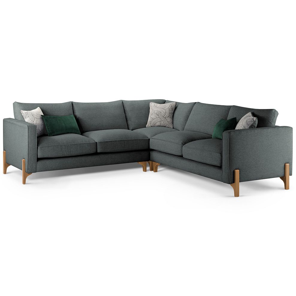 Jude Large Corner Sofa in Oscar Nickel Fabric with Oak Feet 1