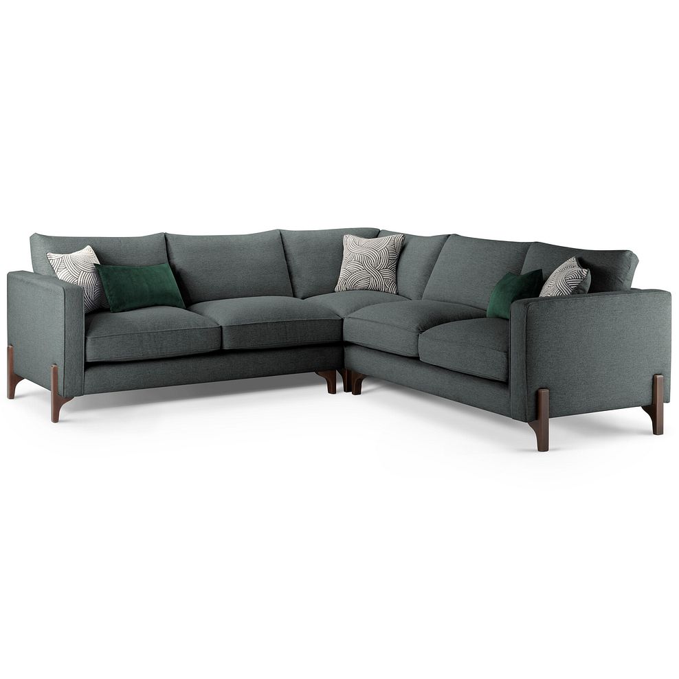 Jude Large Corner Sofa in Oscar Nickel Fabric with Walnut Finished Feet 1