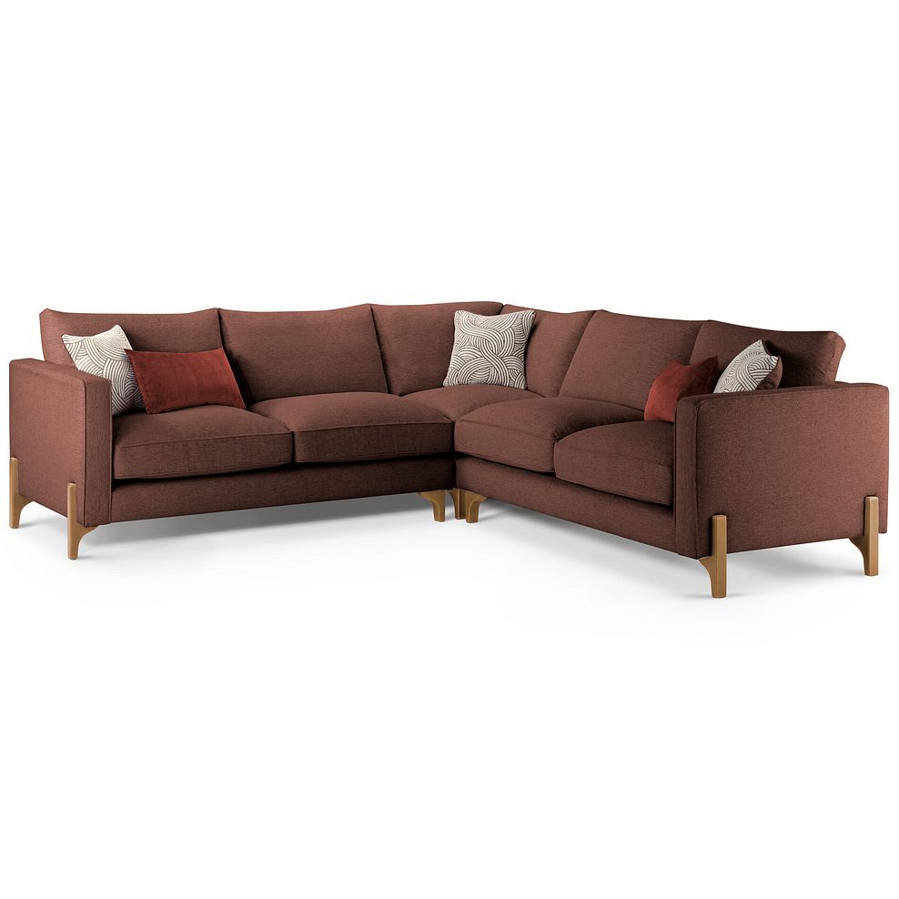 Jude Large Corner Sofa in Oscar Rust Fabric with Oak Feet 1