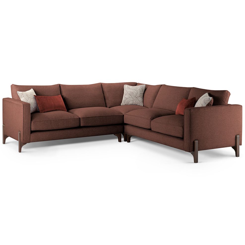 Jude Large Corner Sofa in Oscar Rust Fabric with Walnut Finished Feet 1
