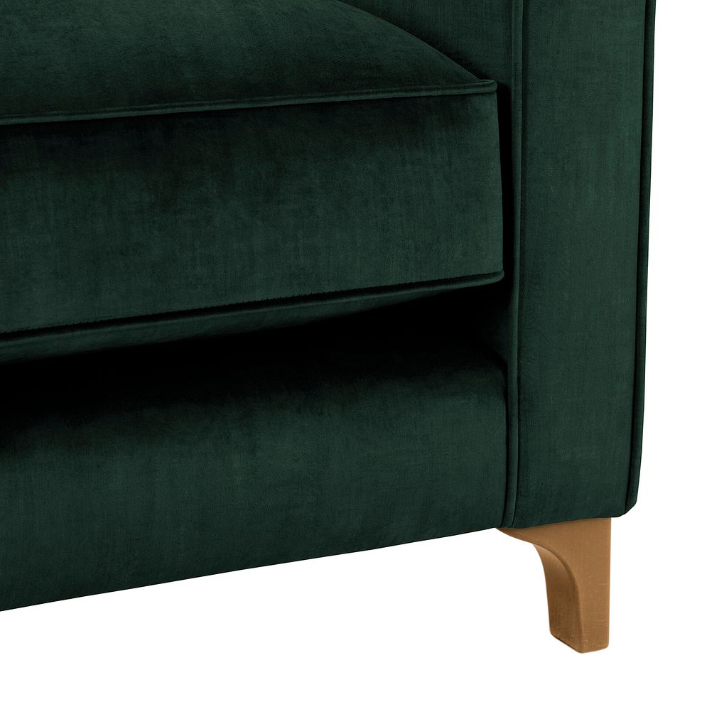 Jude Left Hand Corner Sofa in Duke Bottle Green Fabric with Oak Feet 8