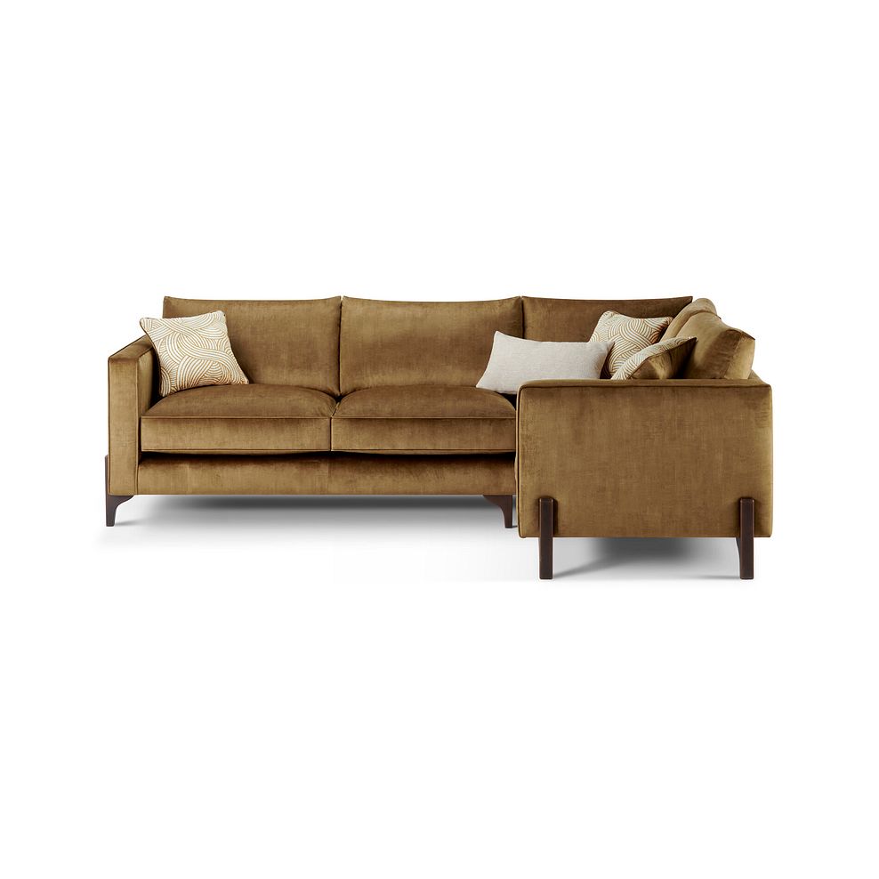 Jude Left Hand Corner Sofa in Duke Old Gold Fabric with Walnut Finished Feet 2