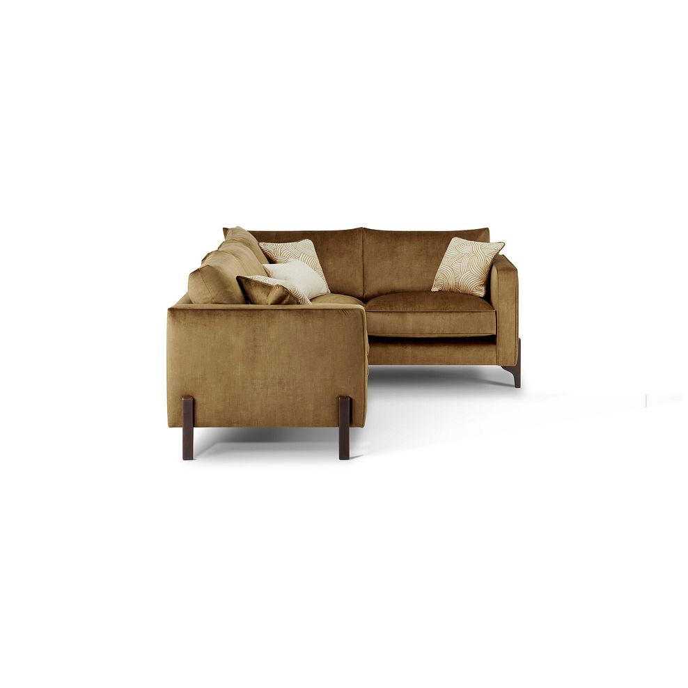 Jude Left Hand Corner Sofa in Duke Old Gold Fabric with Walnut Finished Feet 3