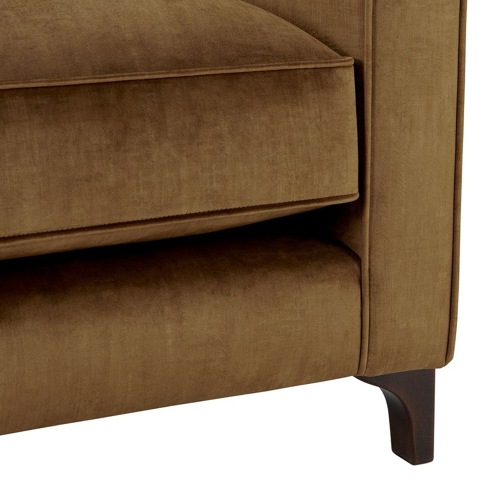 Jude Left Hand Corner Sofa in Duke Old Gold Fabric with Walnut Finished Feet 8