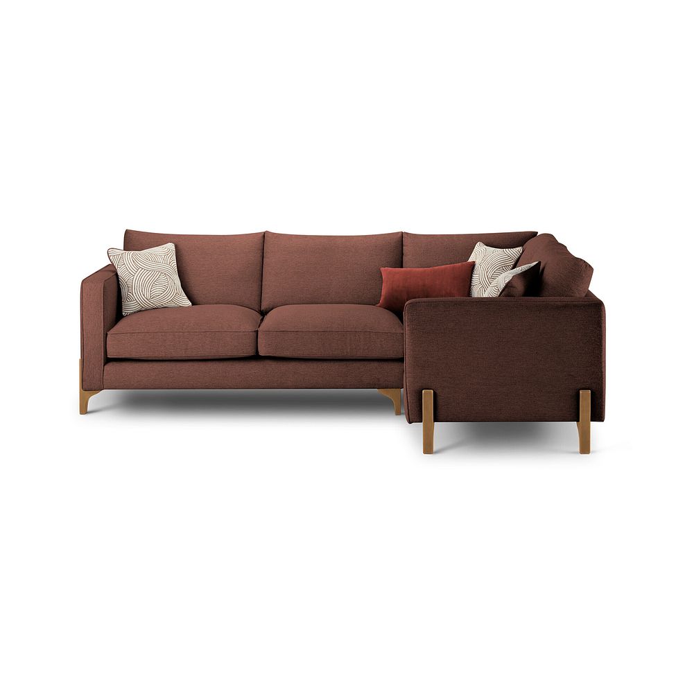 Jude Left Hand Corner Sofa in Oscar Rust Fabric with Oak Feet 2