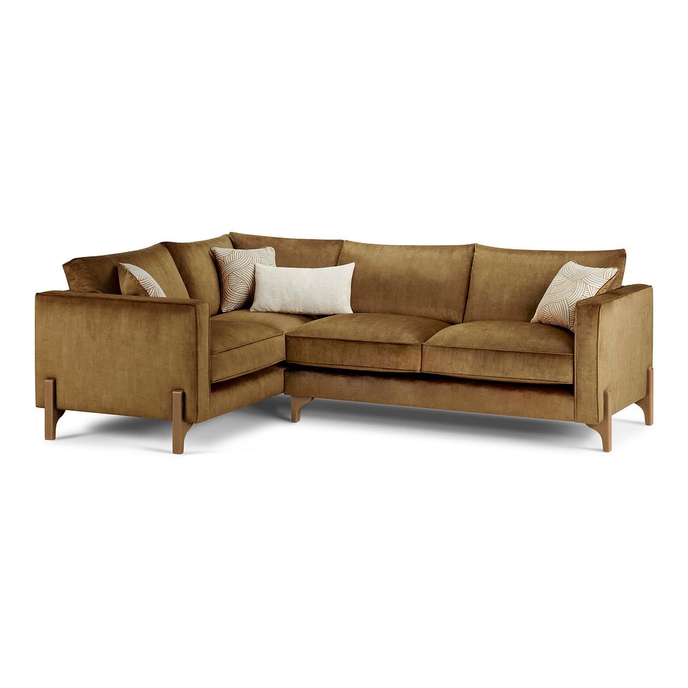 Jude Right Hand Corner Sofa in Duke Old Gold Fabric with Oak Feet 1