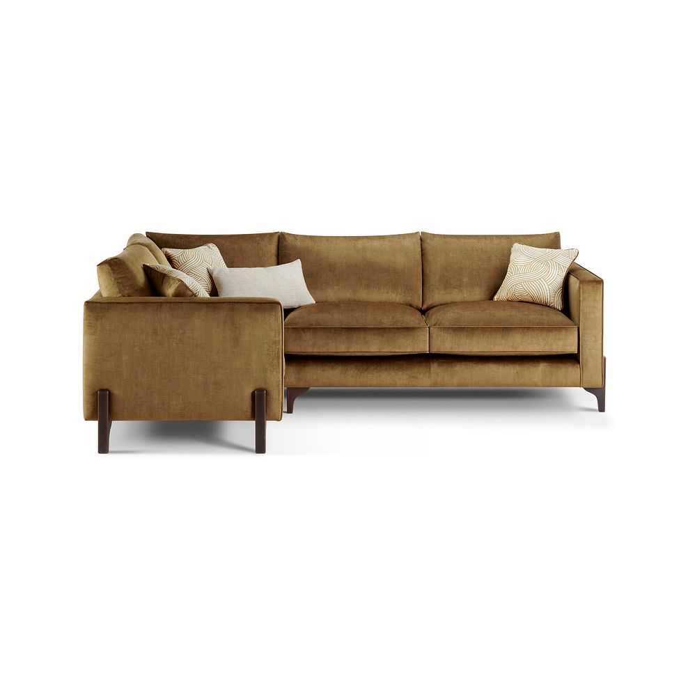 Jude Right Hand Corner Sofa in Duke Old Gold Fabric with Walnut Finished Feet 2