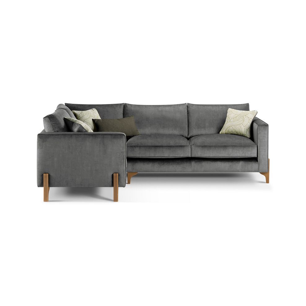 Jude Right Hand Corner Sofa in Duke Steel Fabric with Oak Feet 2