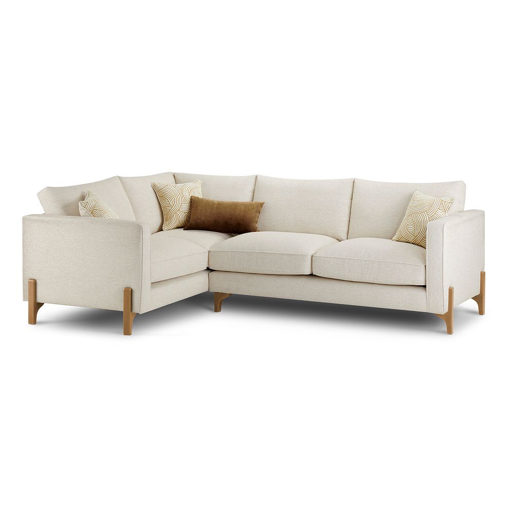 Jude Right Hand Corner Sofa in Oscar Linen Fabric with Oak Feet 1