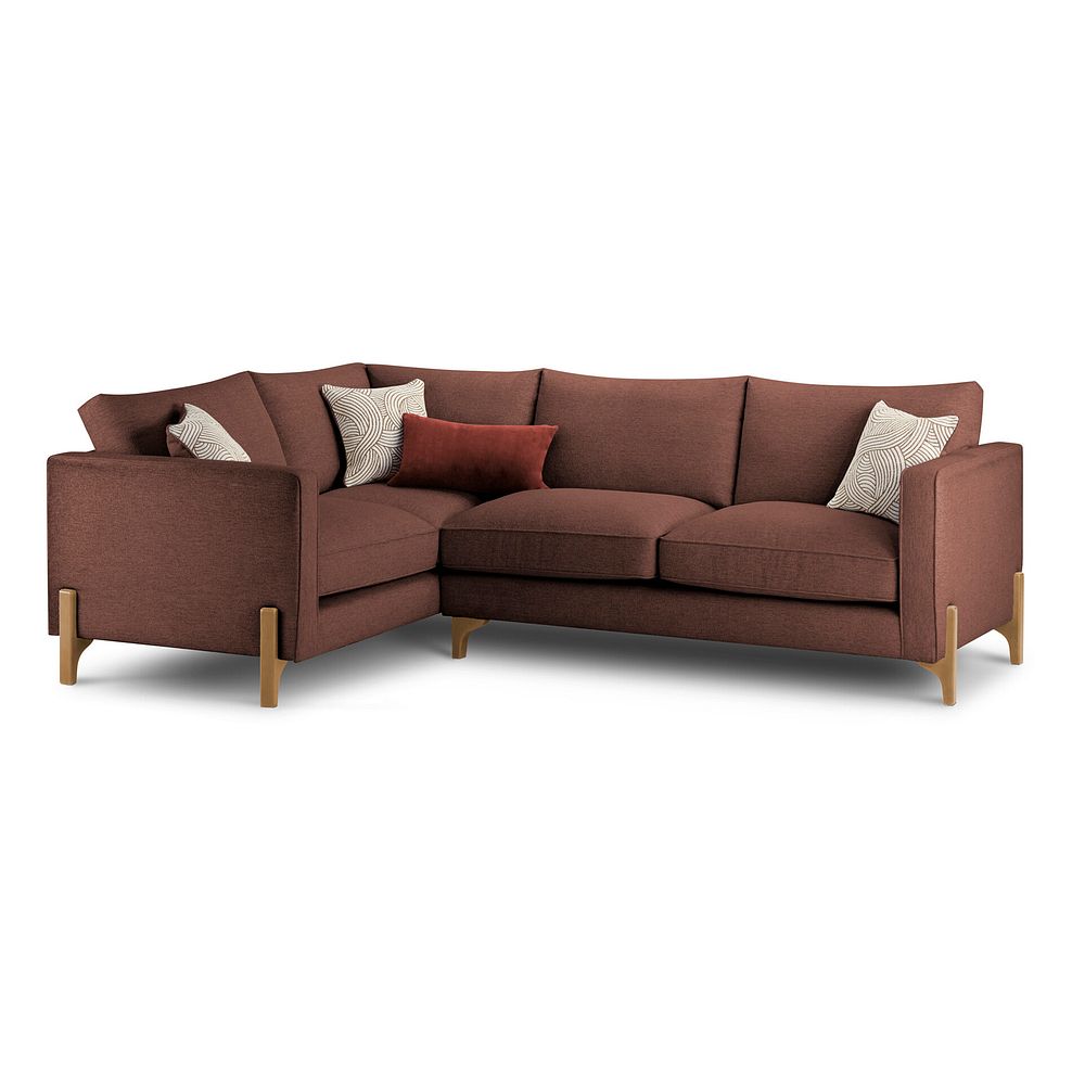 Jude Right Hand Corner Sofa in Oscar Rust Fabric with Oak Feet 1