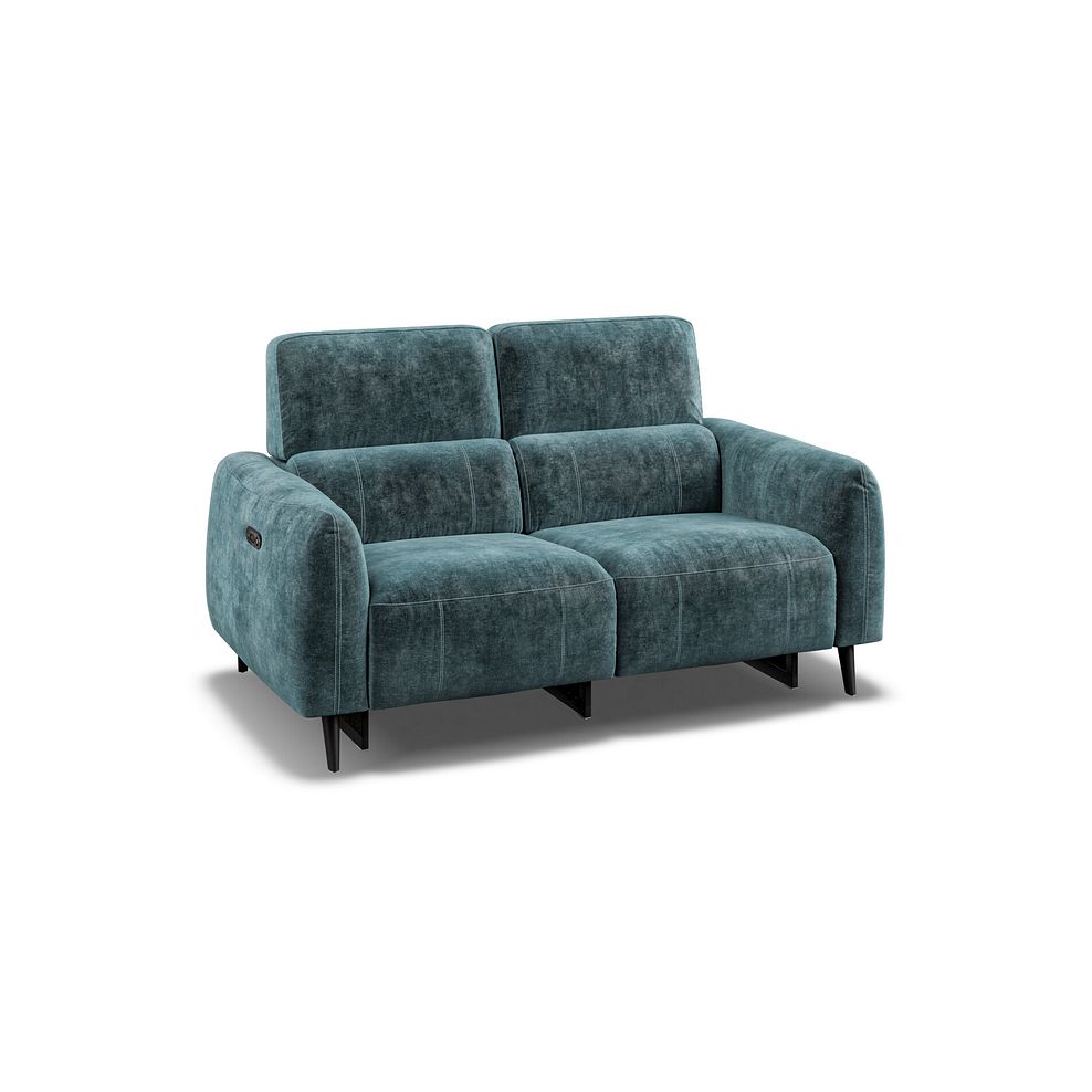 Juliette 2 Seater Recliner Sofa With Power Headrest in Descent Blue Fabric