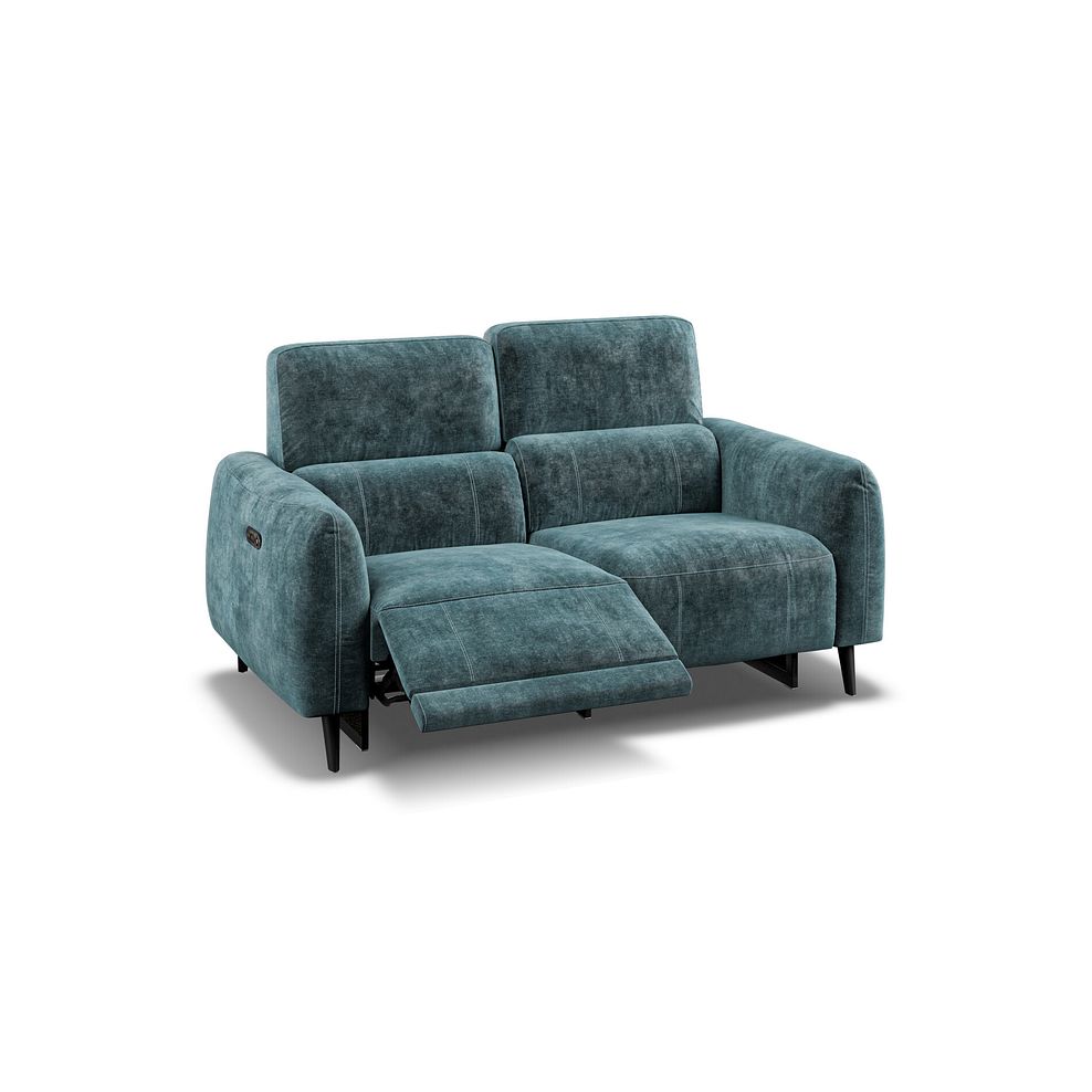 Juliette 2 Seater Recliner Sofa With Power Headrest in Descent Blue Fabric 2