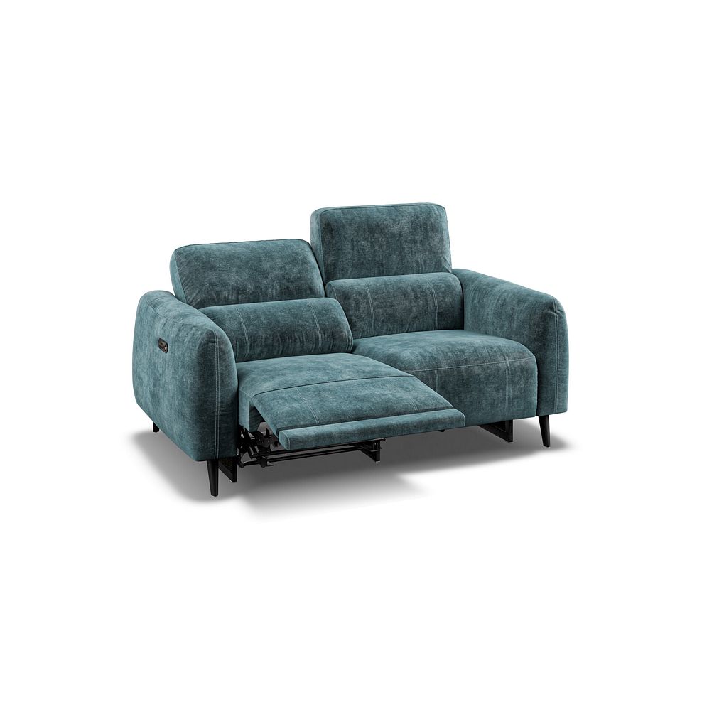 Juliette 2 Seater Recliner Sofa With Power Headrest in Descent Blue Fabric Thumbnail 3