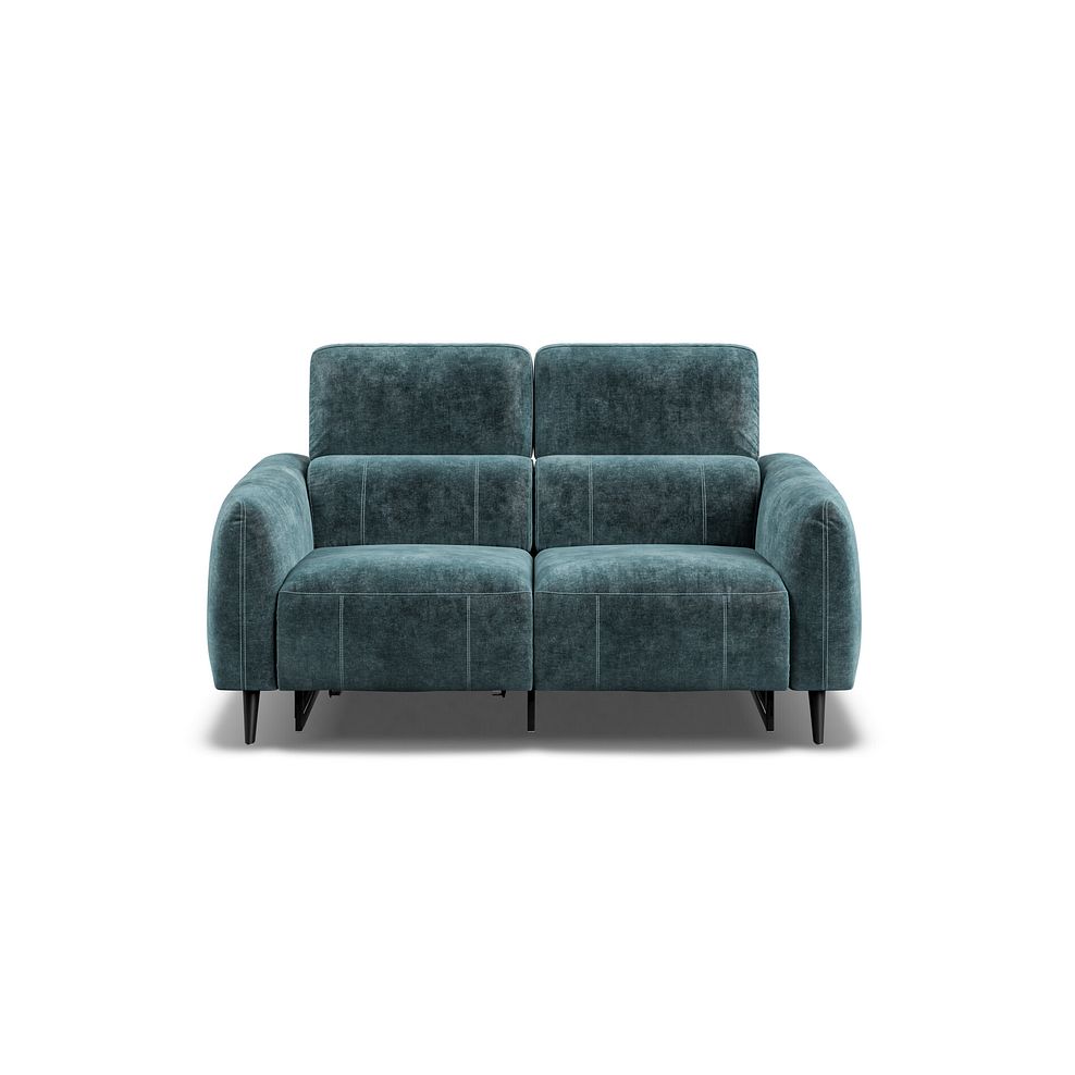 Juliette 2 Seater Recliner Sofa With Power Headrest in Descent Blue Fabric 6