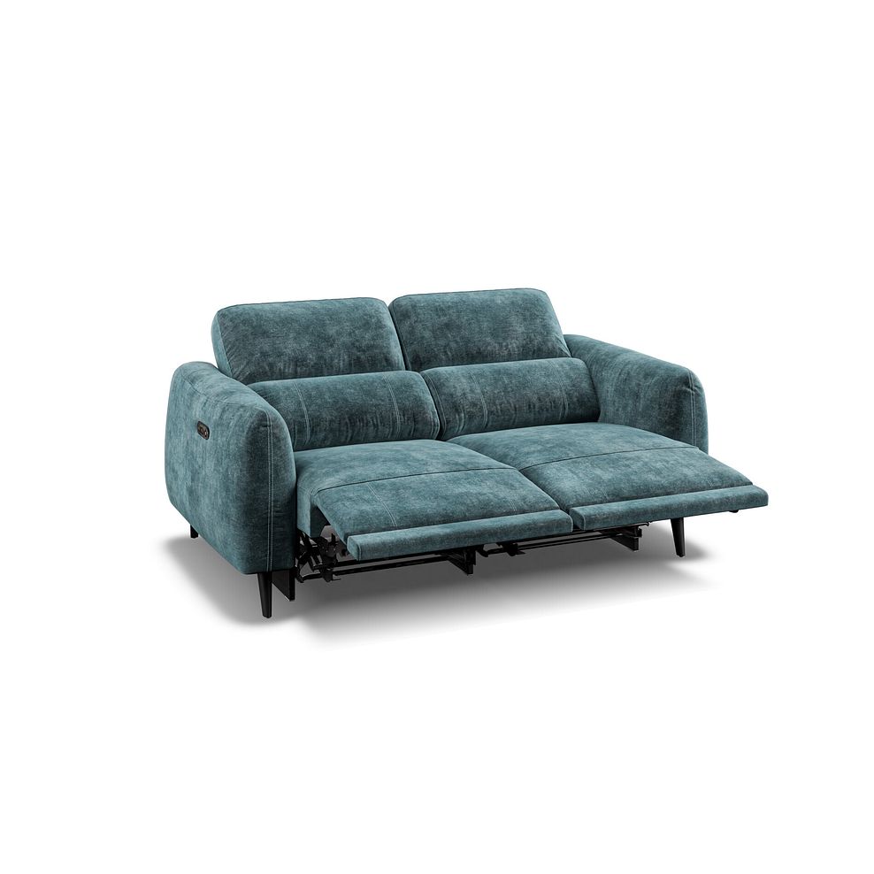 Juliette 2 Seater Recliner Sofa With Power Headrest in Descent Blue Fabric Thumbnail 5
