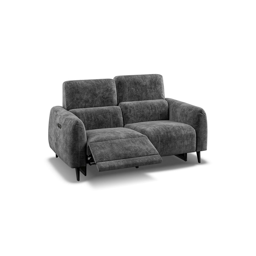 Juliette 2 Seater Recliner Sofa With Power Headrest in Descent Charcoal Fabric 3