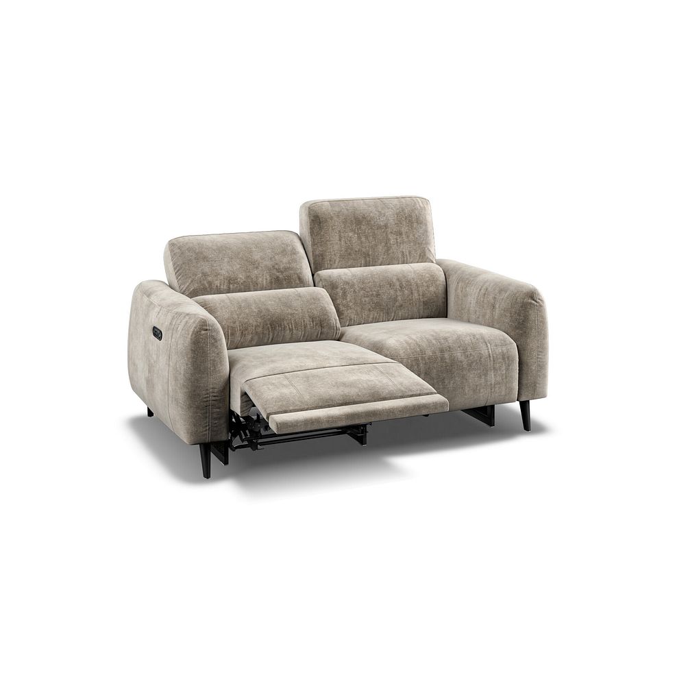 Juliette 2 Seater Recliner Sofa With Power Headrest in Descent Taupe Fabric Thumbnail 4