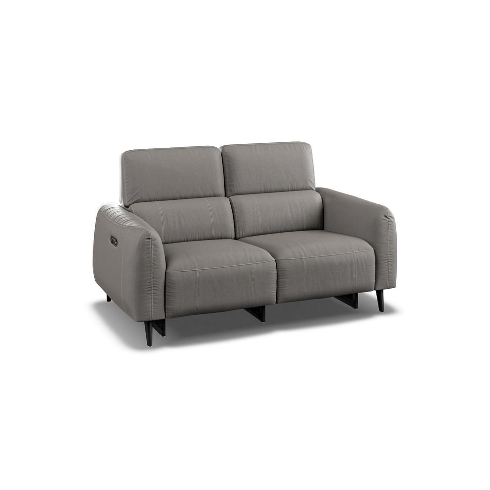 Juliette 2 Seater Recliner Sofa With Power Headrest in Elephant Grey Leather 1