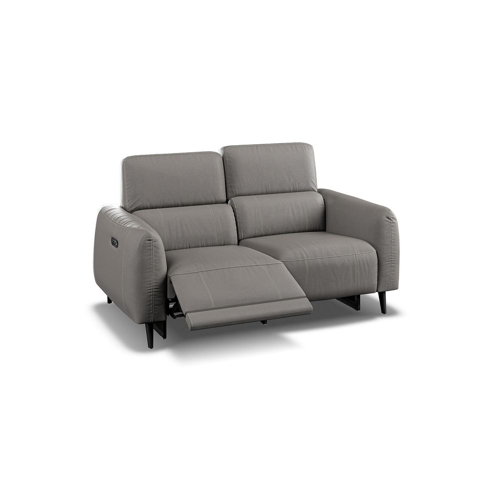 Juliette 2 Seater Recliner Sofa With Power Headrest in Elephant Grey Leather Thumbnail 3