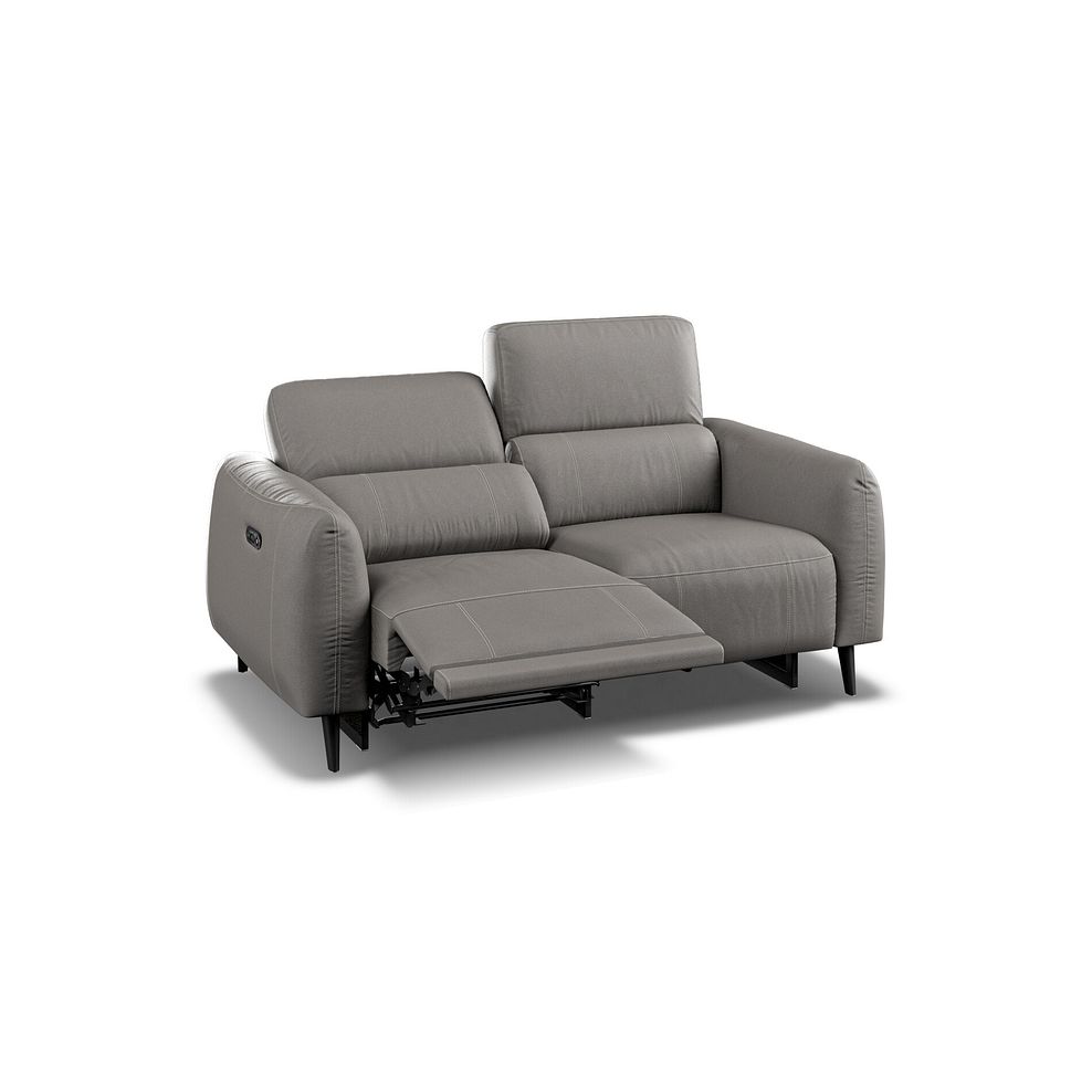 Juliette 2 Seater Recliner Sofa With Power Headrest in Elephant Grey Leather Thumbnail 4